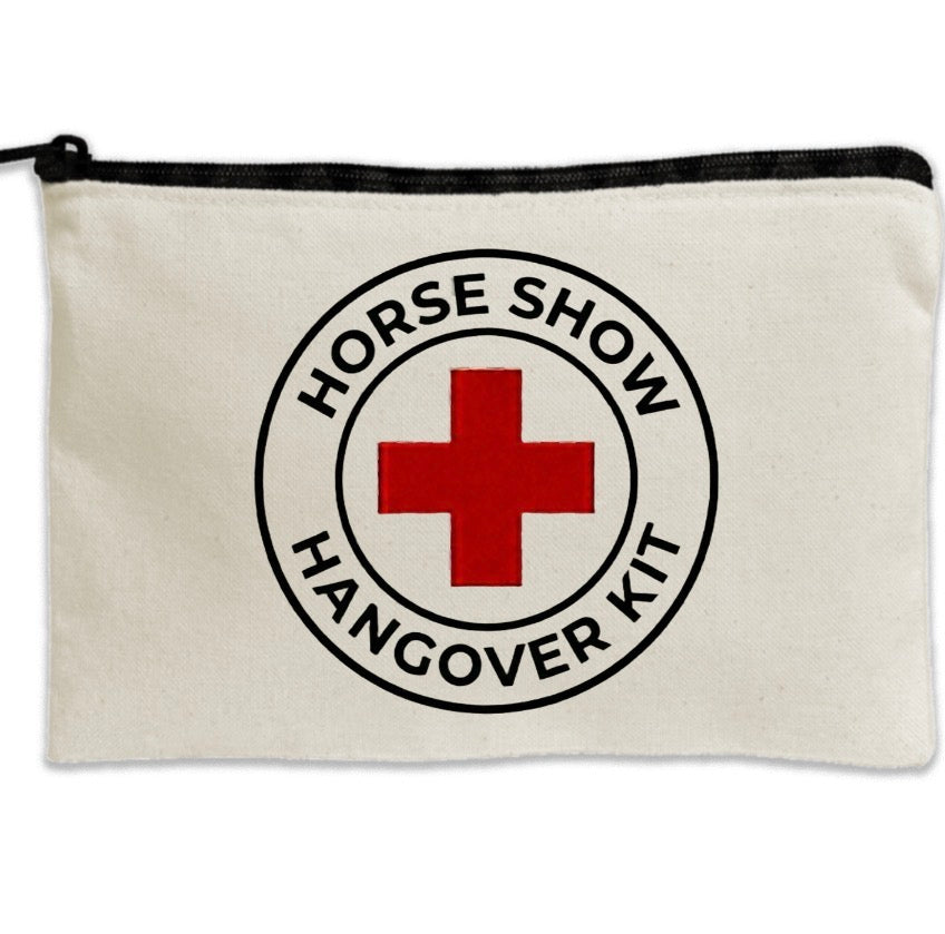 Travel Canvas Zipper Pouch - 8.5" x 11" - Horse Show Hangover Kit