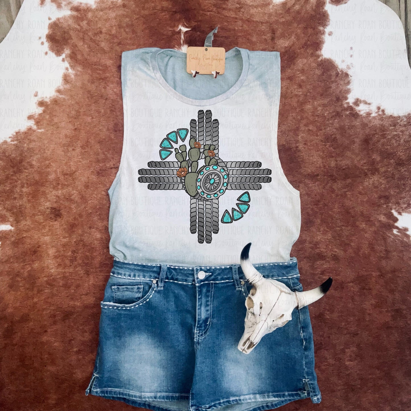 Turquoise Zia Western Festival Tank
