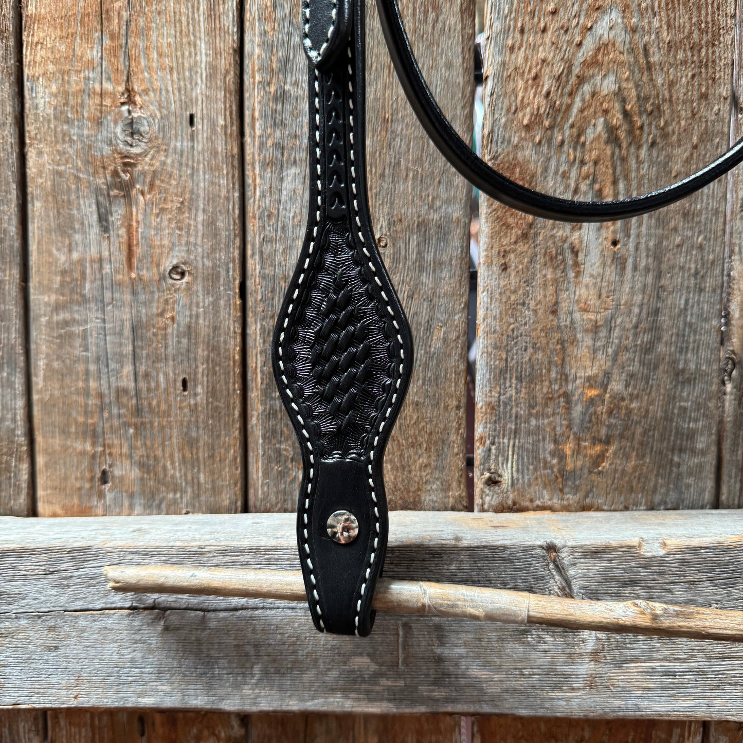 Basketweave Black Browband Draft Headstall / Bridle