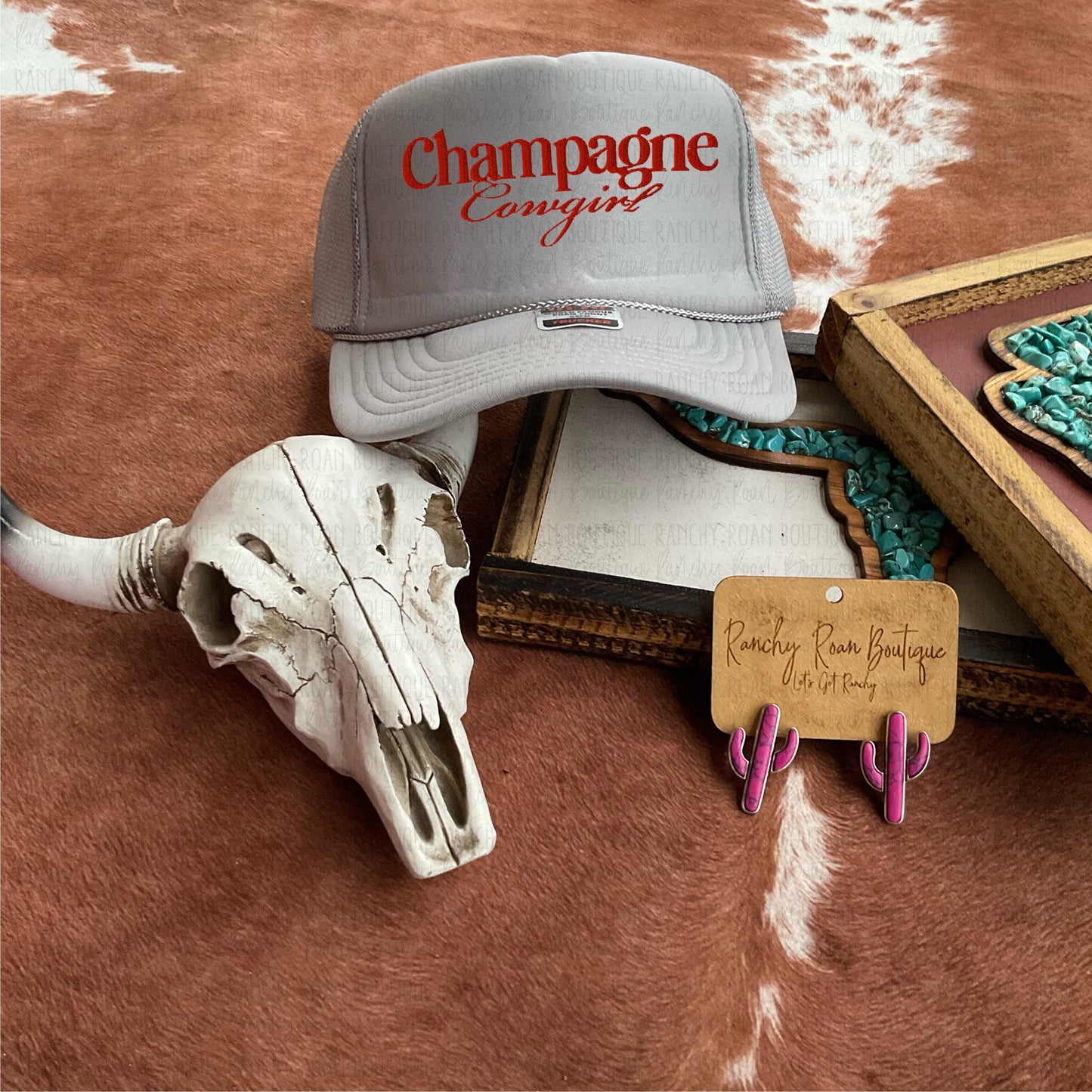 Champagne Cowgirl Western Trucker Hat