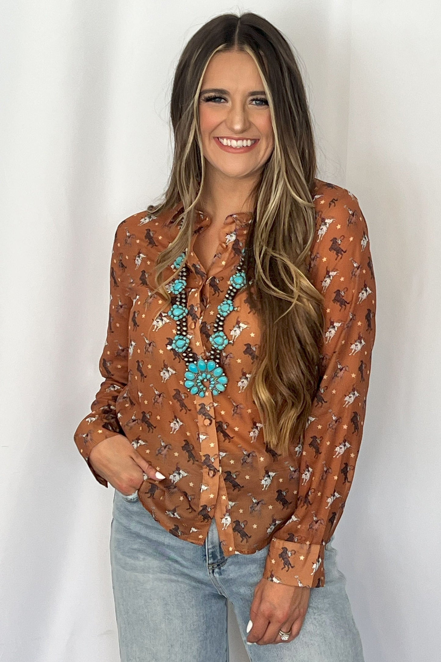 Huge Double Strand Faux Turquoise Squash Blossom Statement Necklace - 32 inch + 3