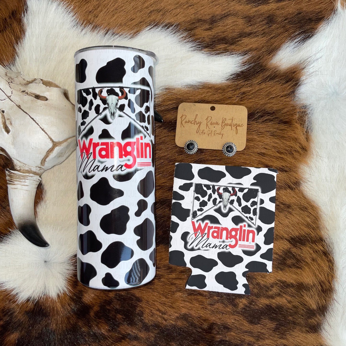 Wranglin Mama Cow Print 20 oz Tumbler