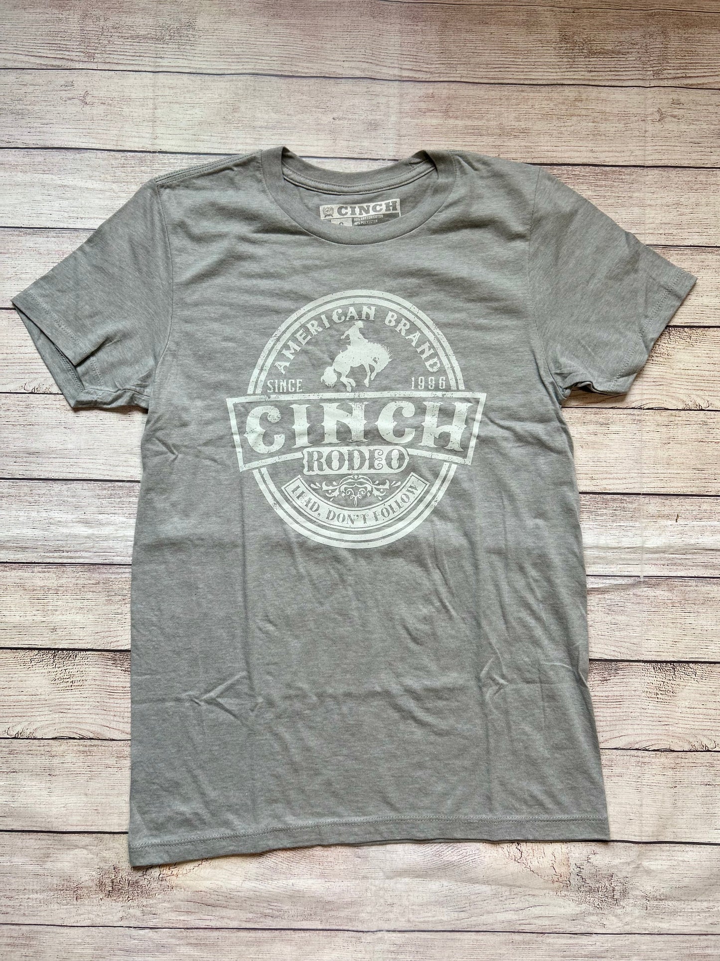 Mens Cinch Tee-Gray Bronc