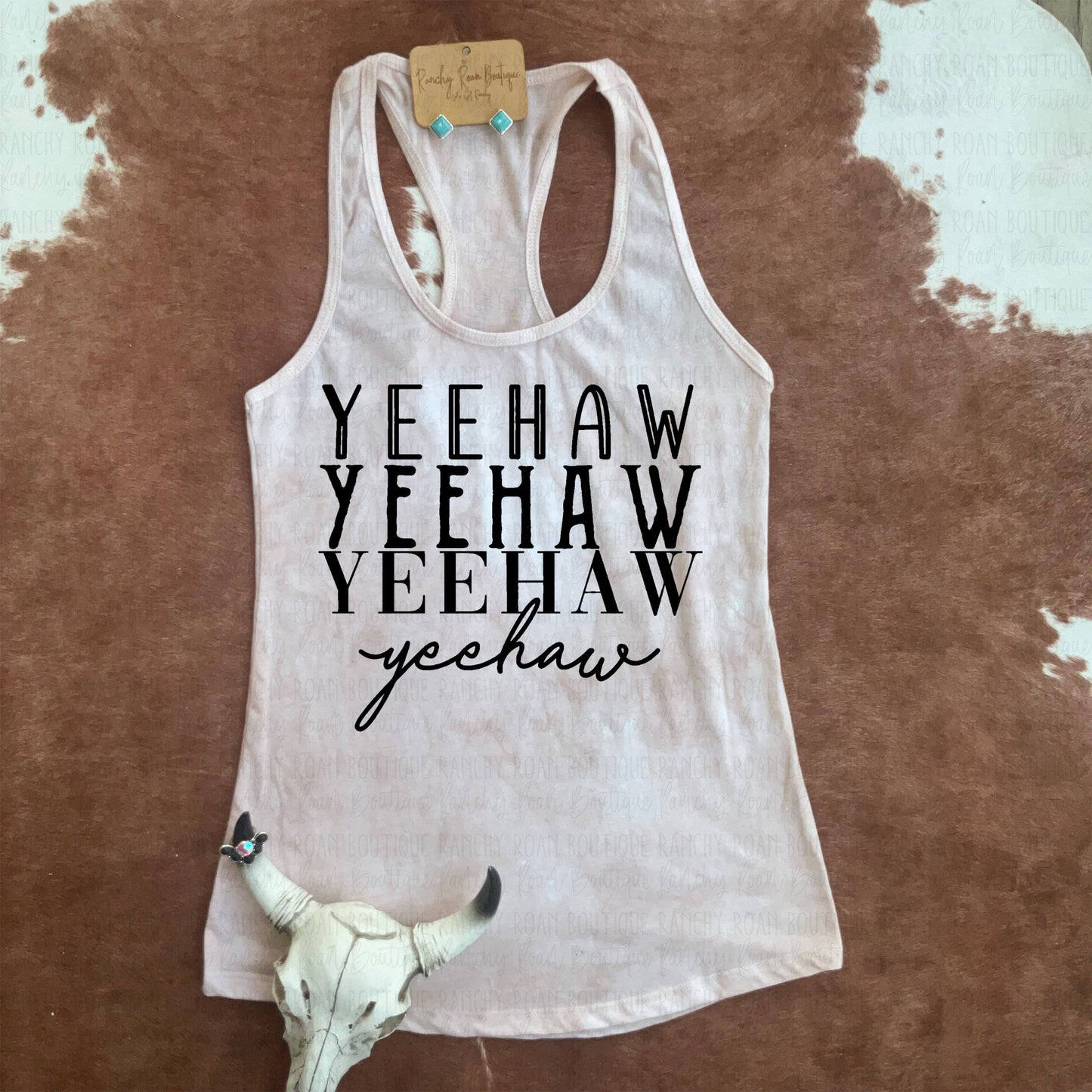 YEEHAW Stacked Western Graphic Racerback Tank Top