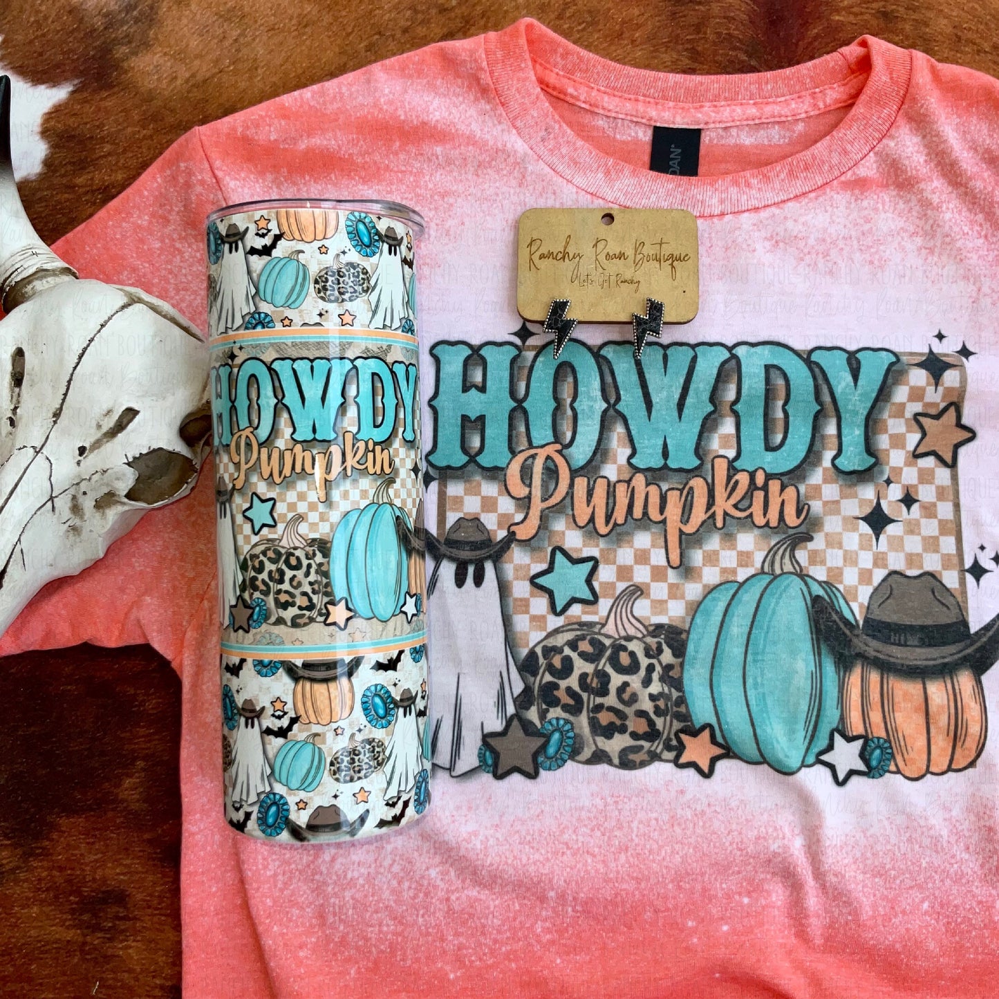 Howdy Pumpkin Turquoise Western Tee