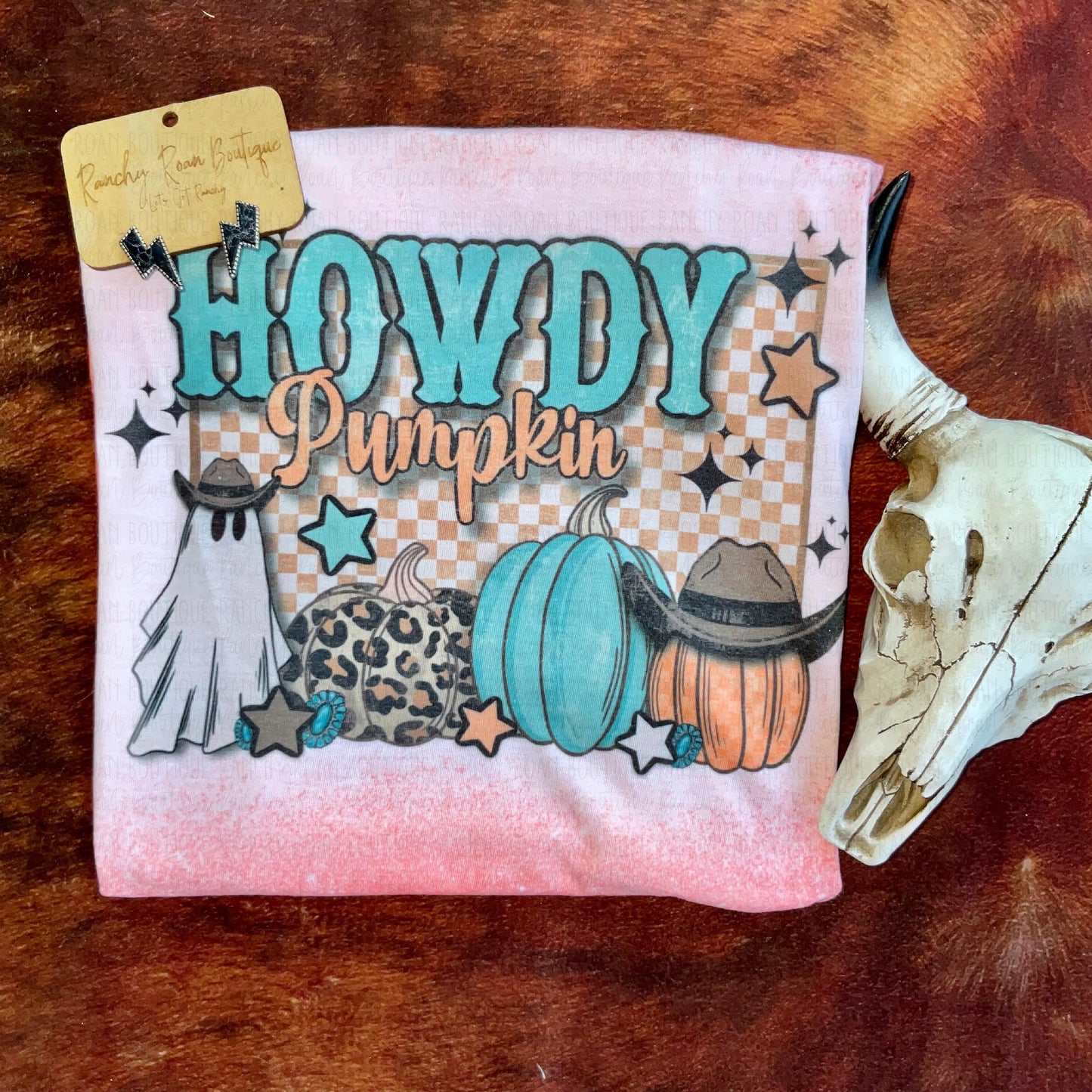Howdy Pumpkin Turquoise Western Tee