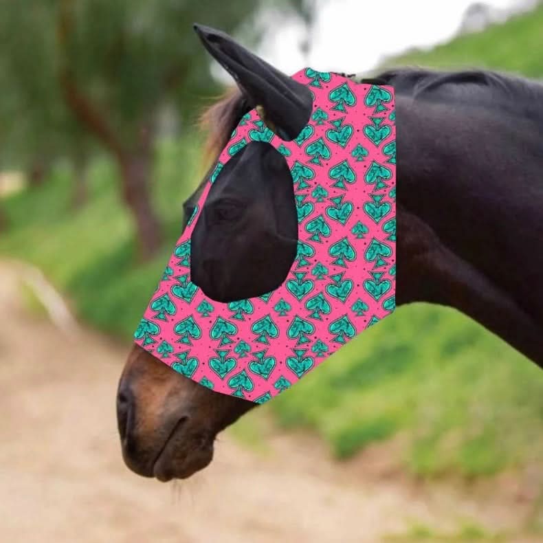 Blue Ace of Spades Horse Lyrca Fly Mask