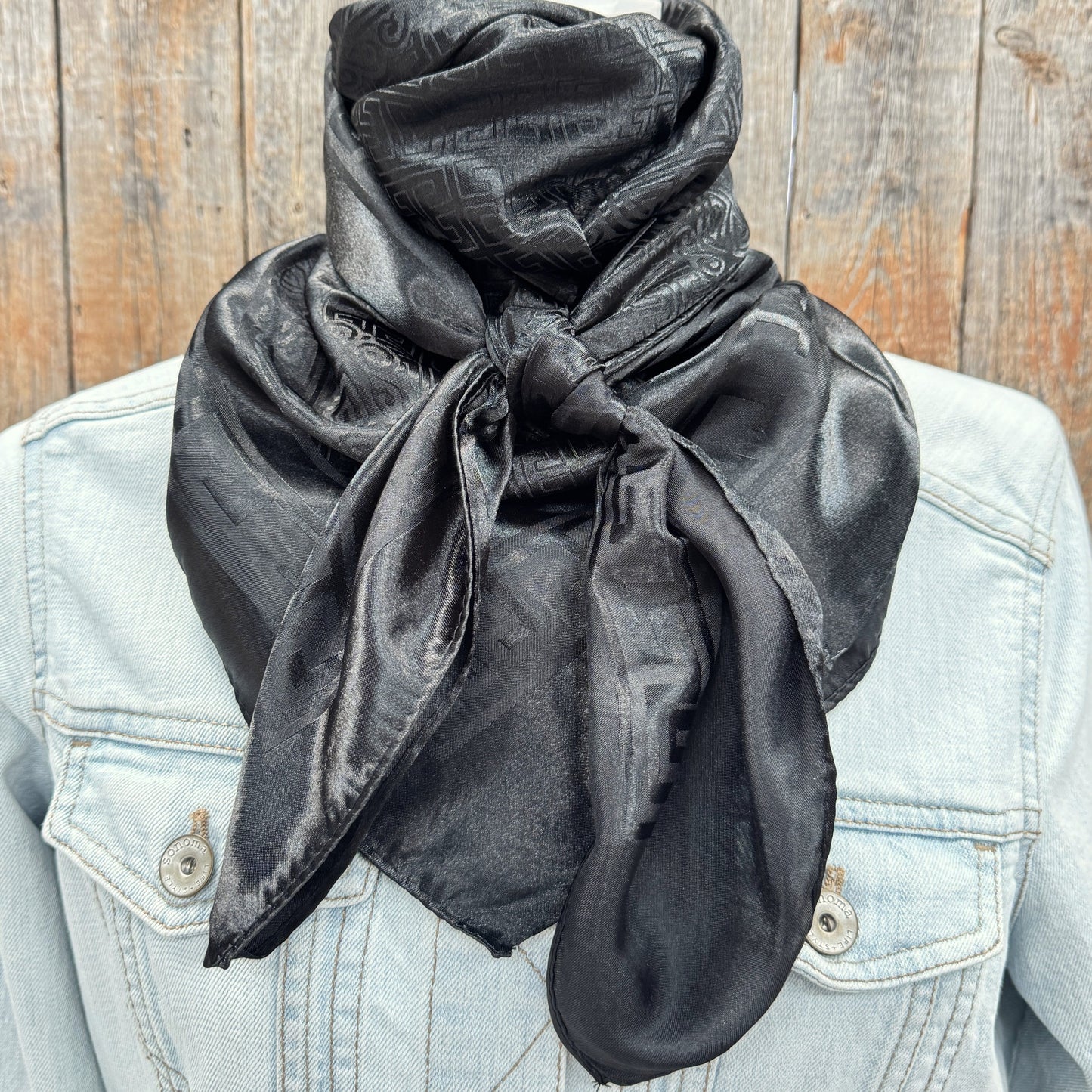 35X35" Black Jacquard Wild Rag / Scarf WR4082X