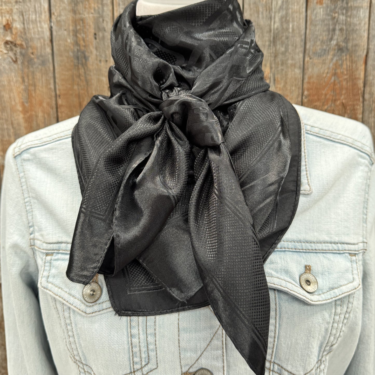 35X35" Black Jacquard Wild Rag / Scarf WR4082