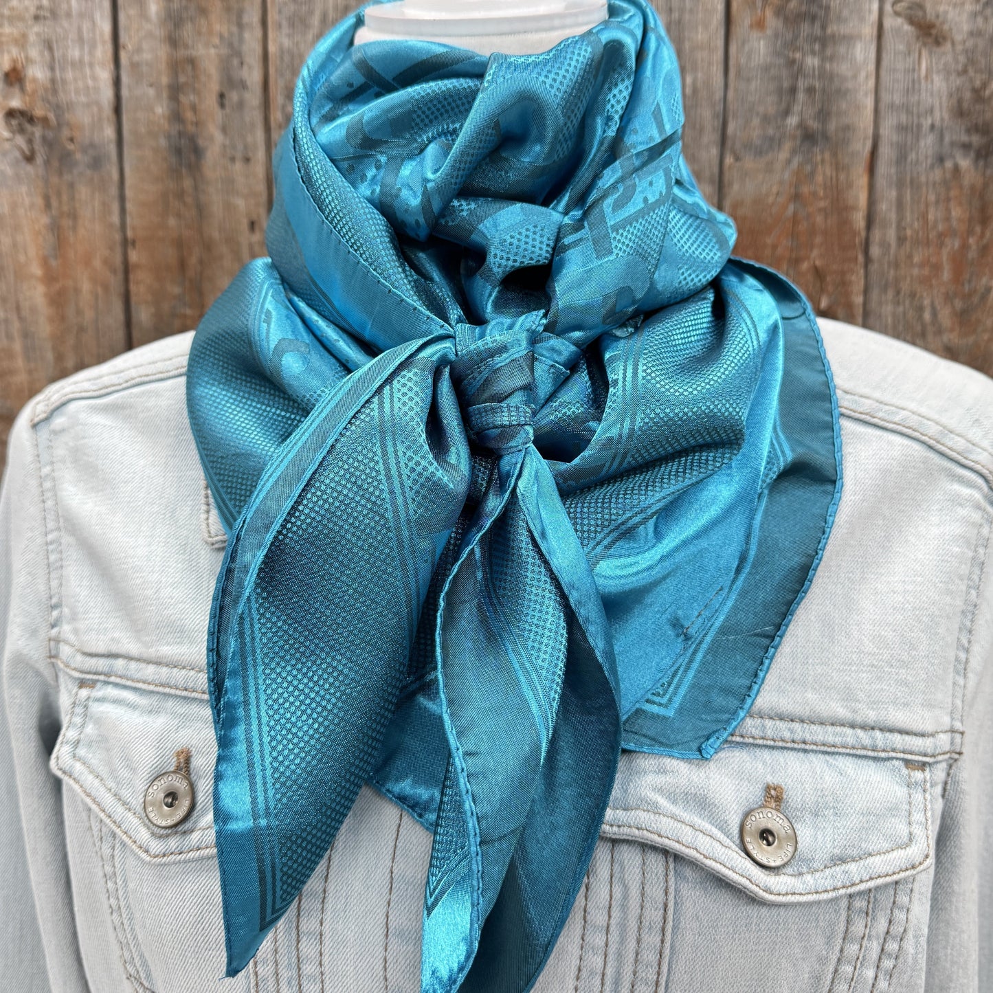 35X35" Teal Jacquard Wild Rag / Scarf WR4020