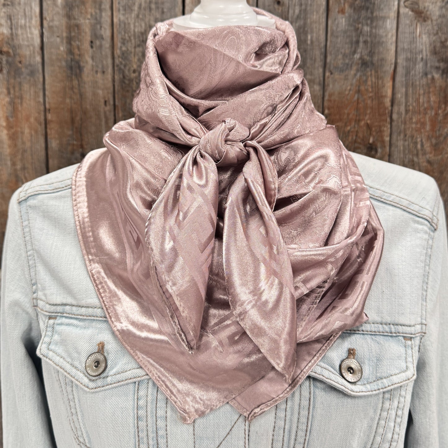 35X35" Tan Jacquard Wild Rag / Scarf WR4006