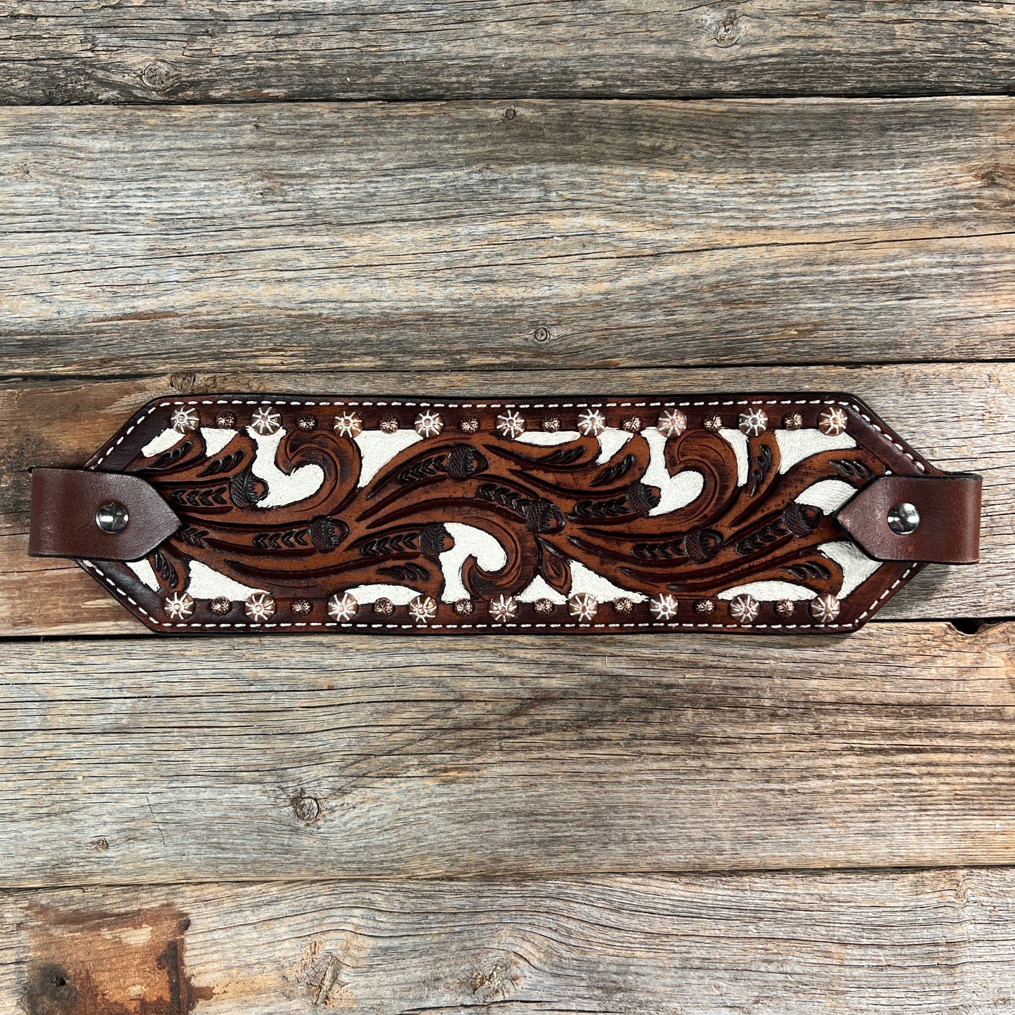 Medium Oil Bronc Noseband With Copper Dots