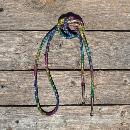 Rainbow Rhinestone Western Bolo Tie #BT103