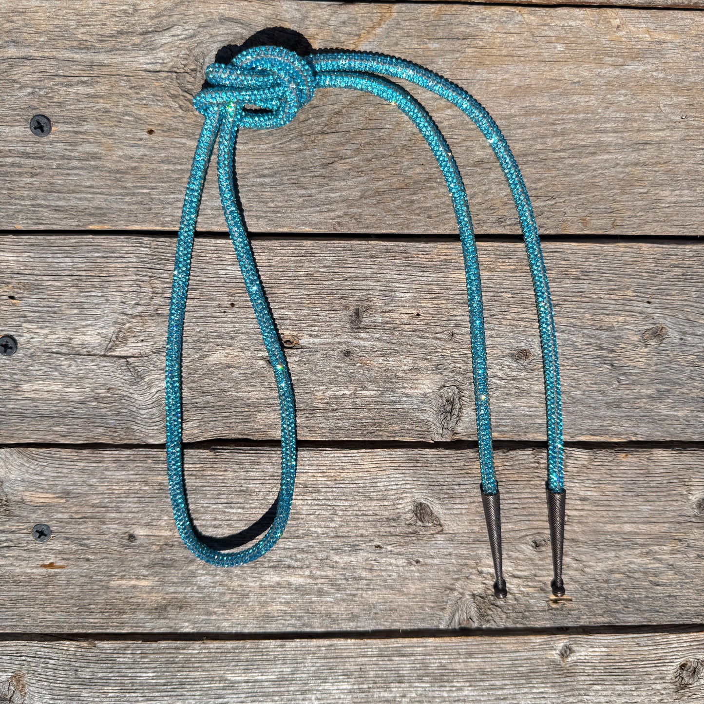Aqua Rhinestone Western Bolo Tie #BT118