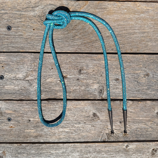 Aqua Rhinestone Western Bolo Tie #BT118