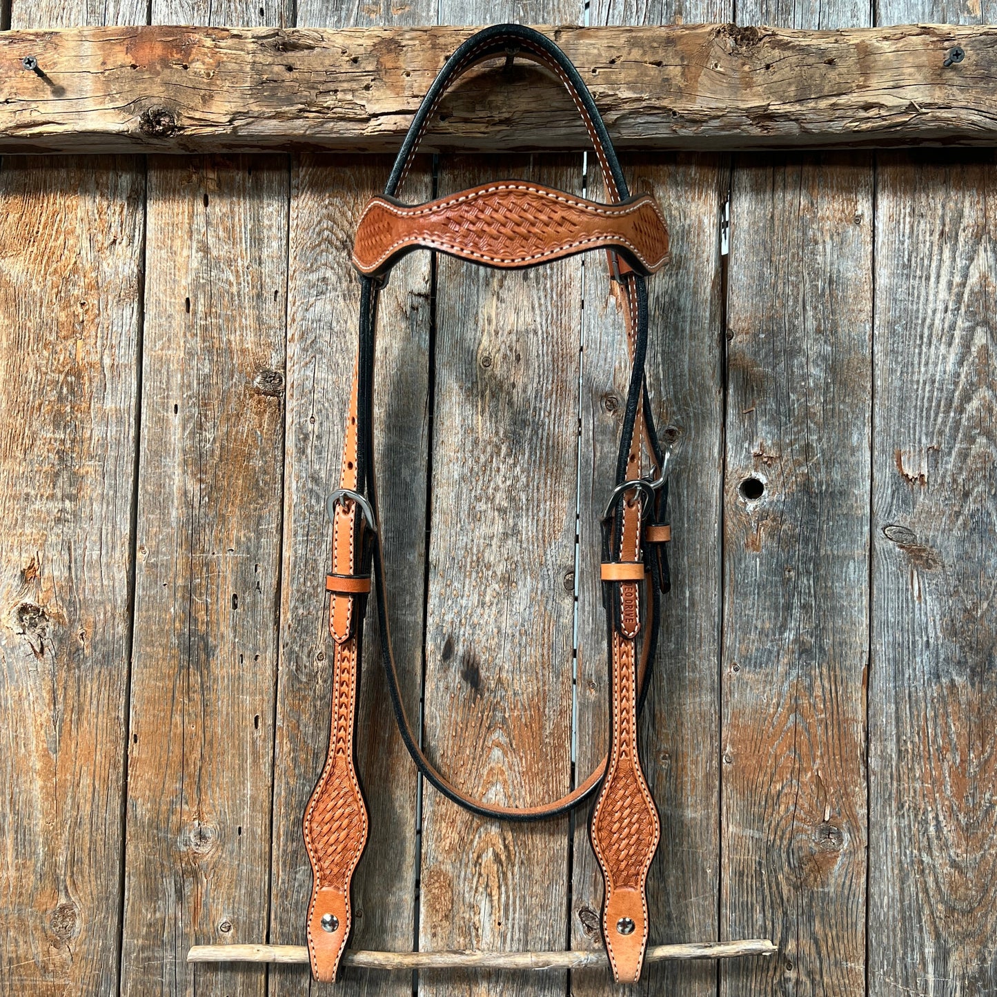 Basketweave Light Oil Browband Headstall / Bridle