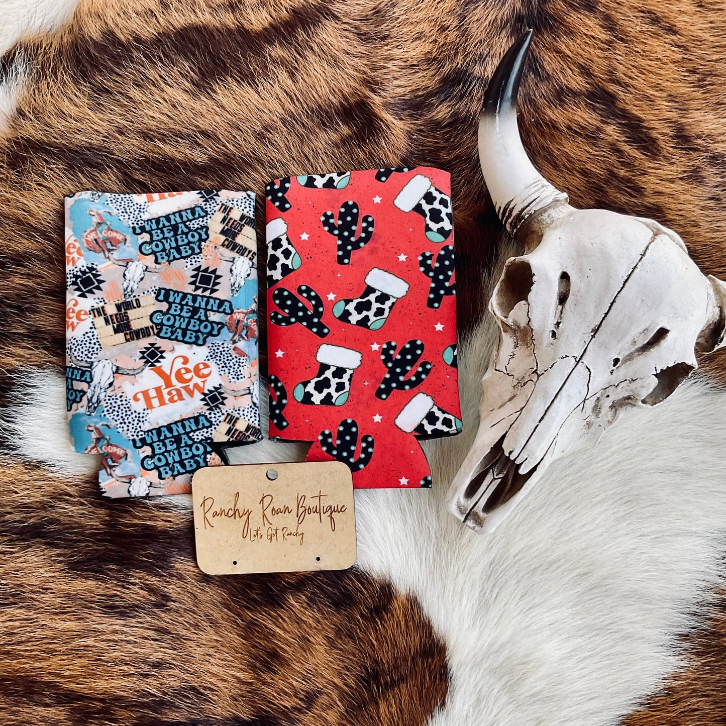 Western Christmas Stockings Koozie