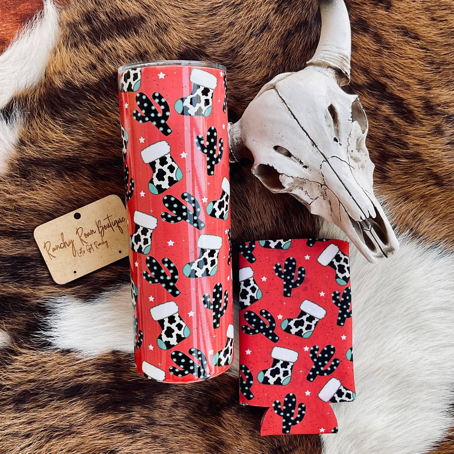 Western Christmas Stockings Koozie