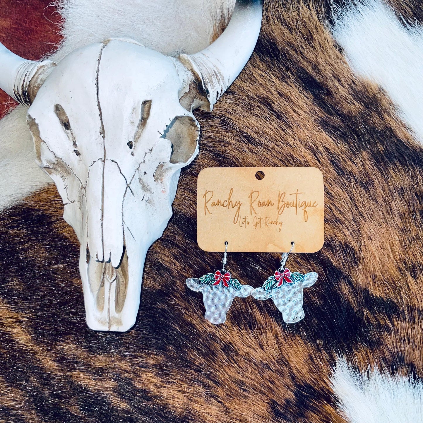 Christmas Cow Dangle Earrings