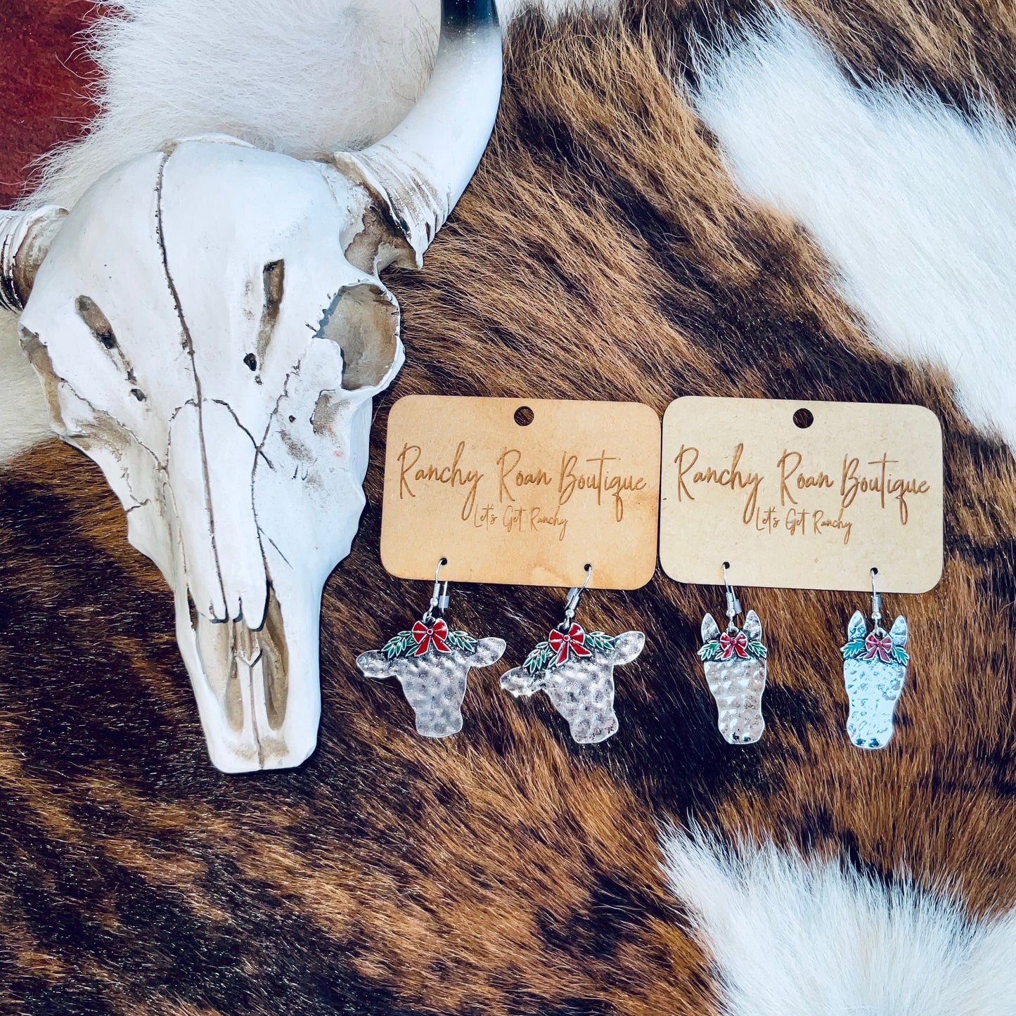 Christmas Cow Dangle Earrings
