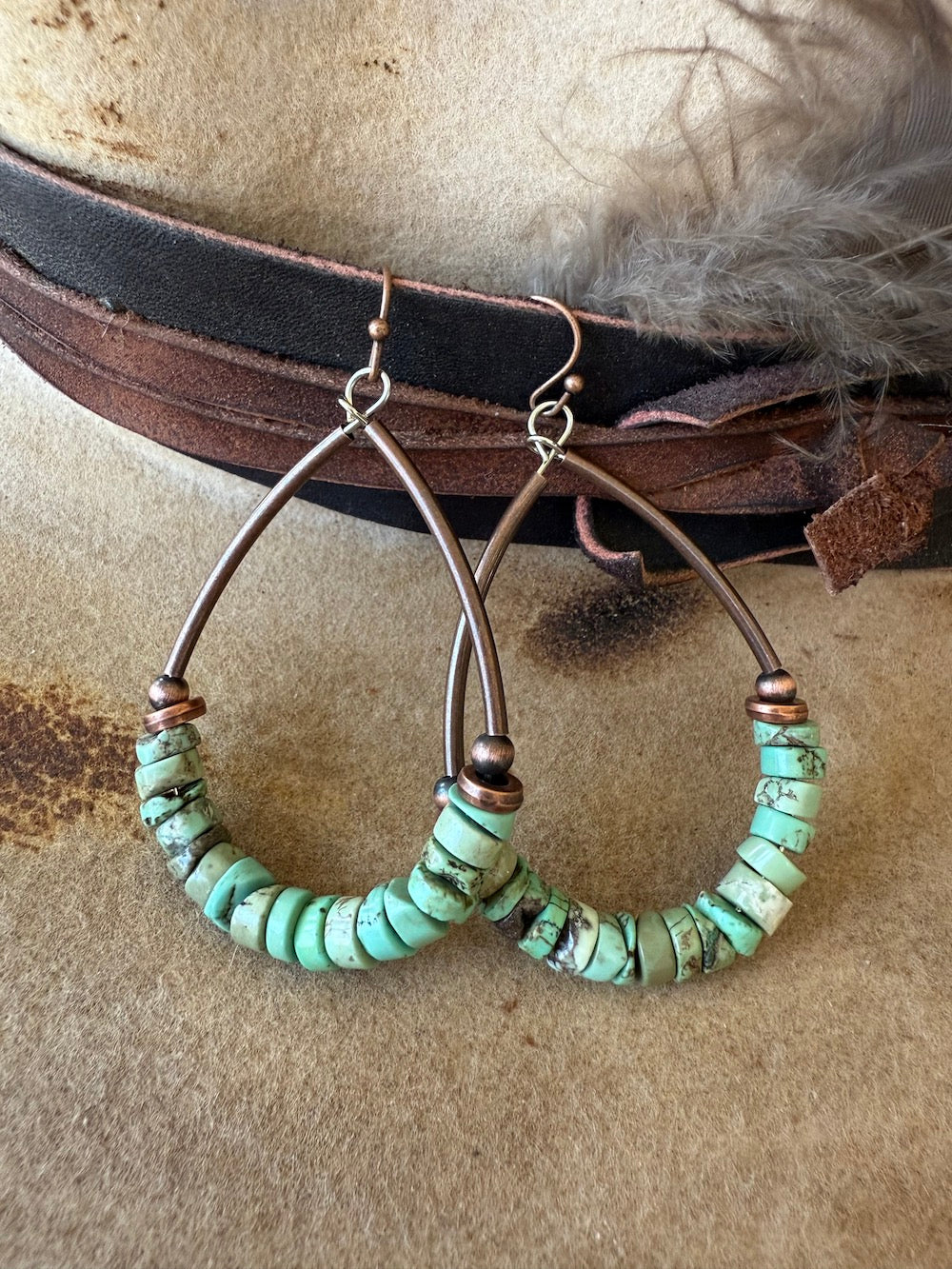 Turquoise and Copper Teardrop Earrings