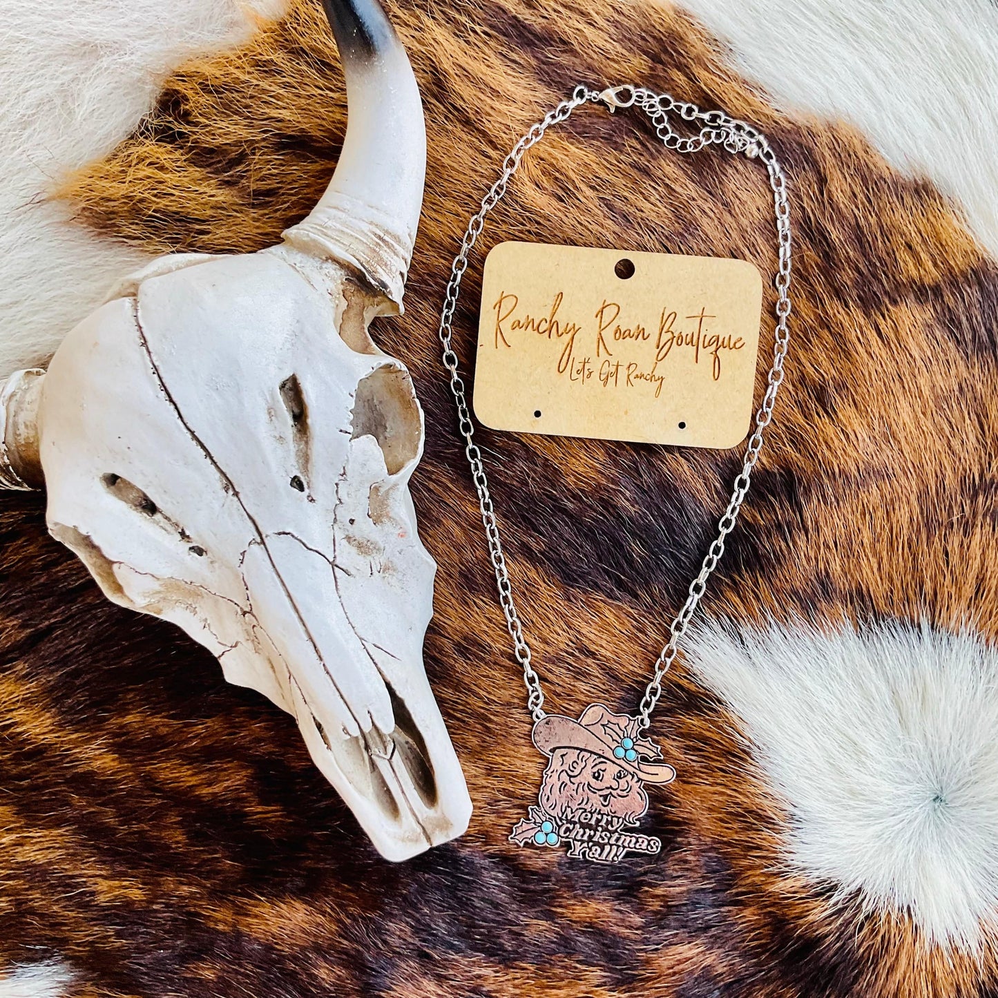 Merry Christmas Santa Face Pendant Necklace