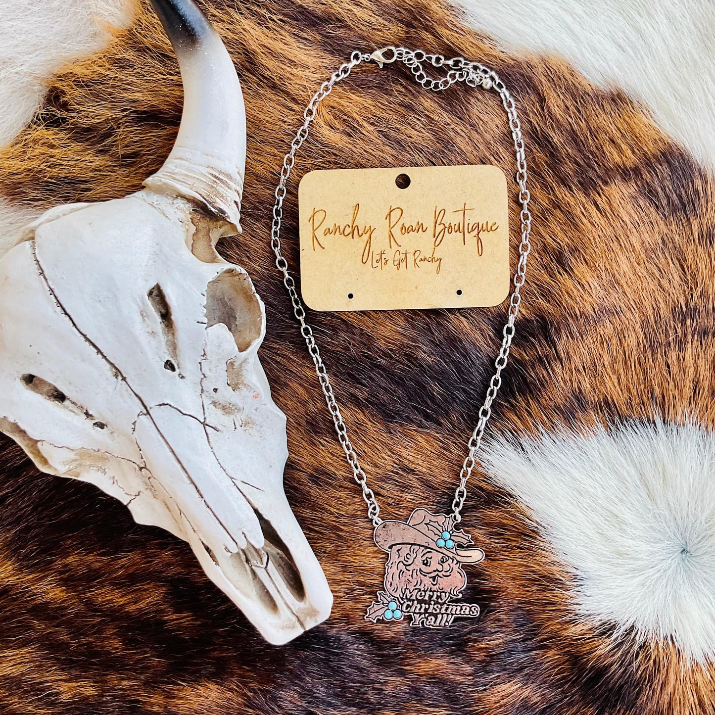 Merry Christmas Santa Face Pendant Necklace
