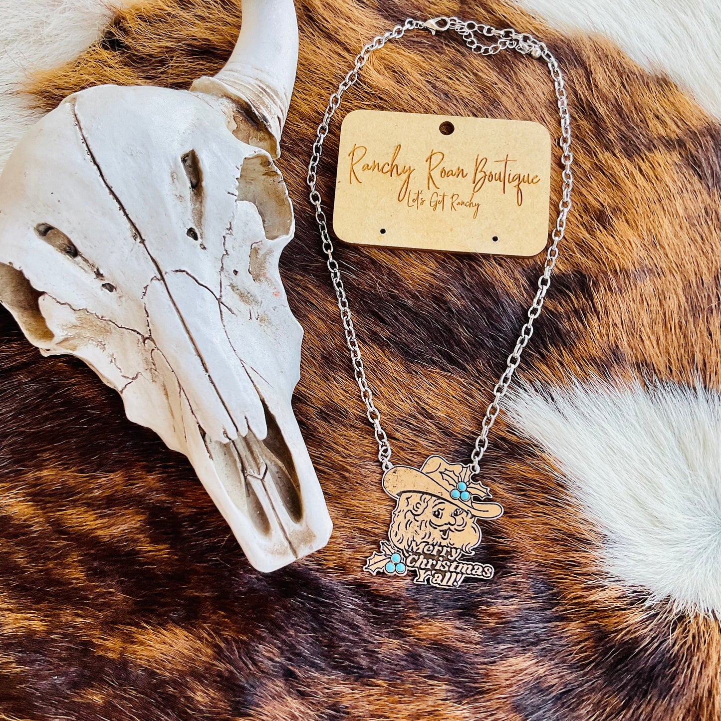 Merry Christmas Santa Face Pendant Necklace