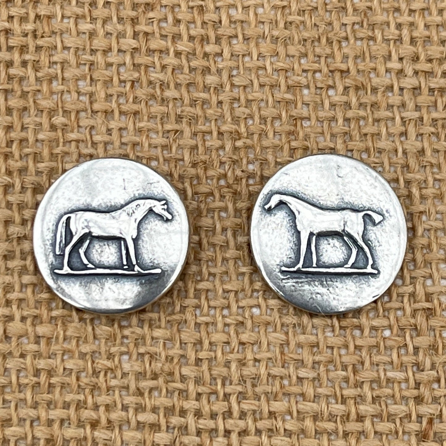 Sterling Silver Stubbs Asymmetrical Horse Earrings - Post