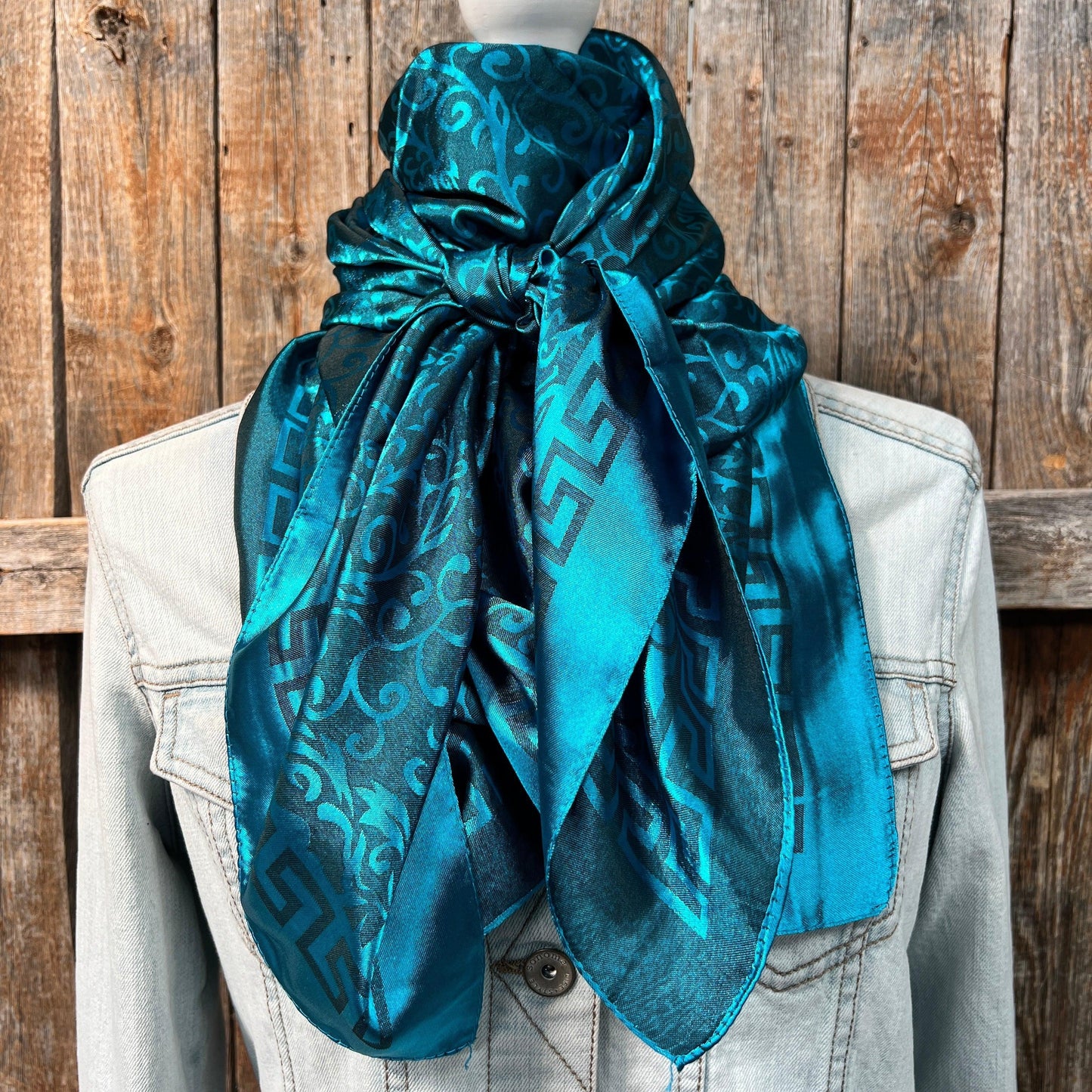 42X42" Teal Jacquard XL Wild Rag / Scarf WR4202