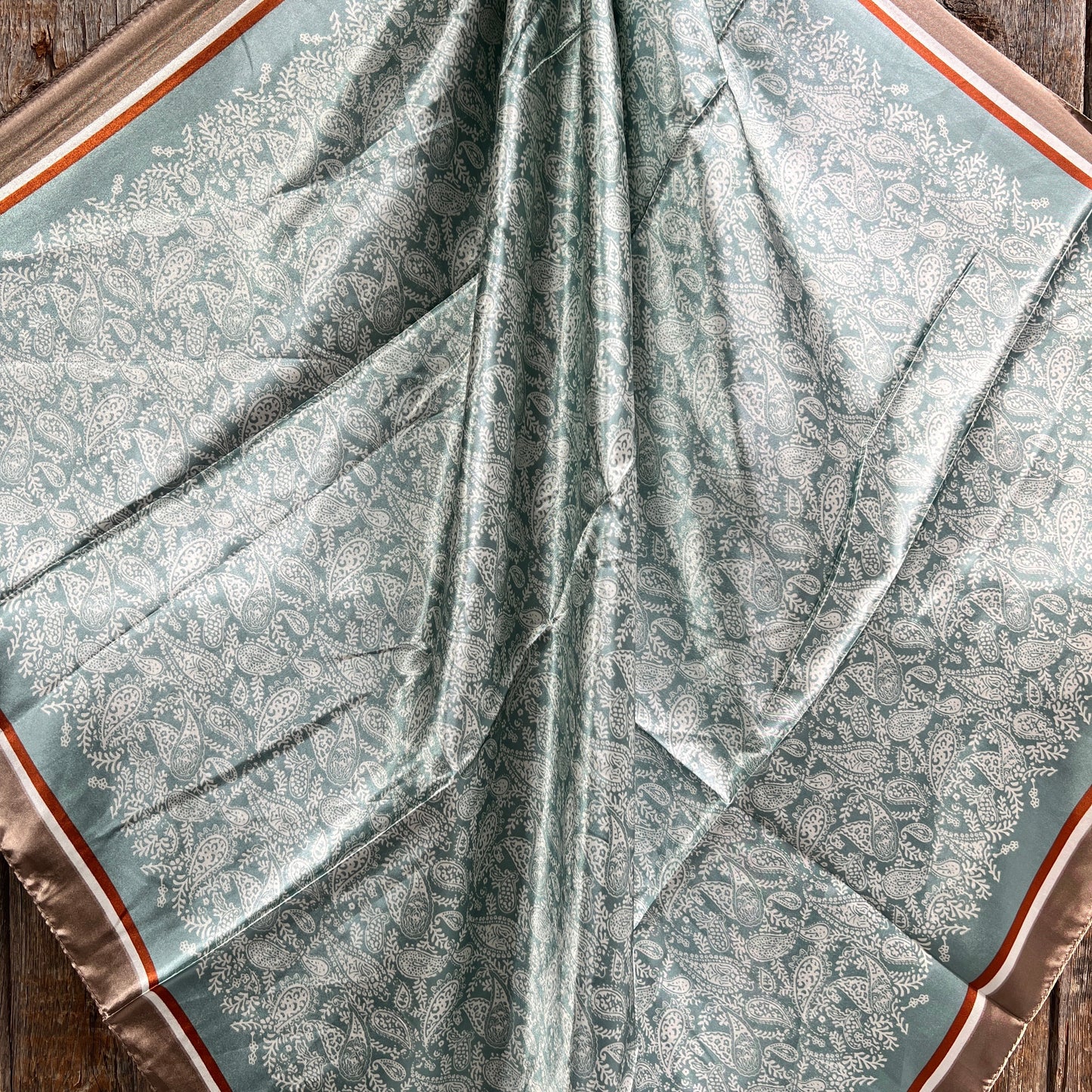 35X35" Seafoam & Cream Paisley Wild Rag / Scarf WR3410