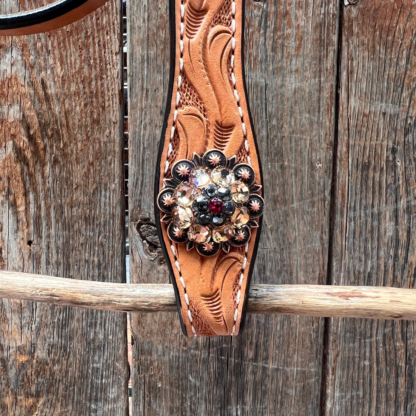 Floral Tooled V-Brow Headstall / Bridle #BB204