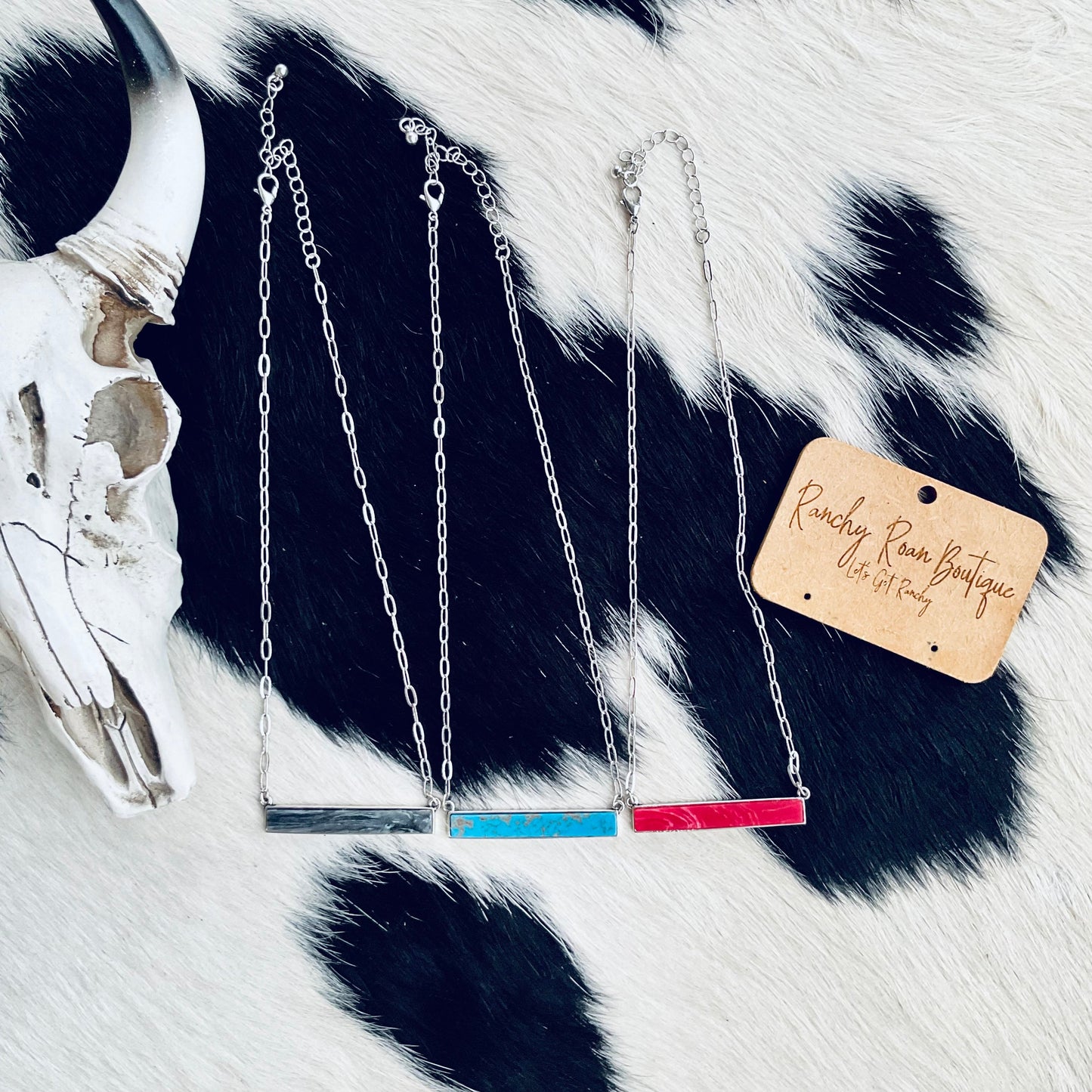 Black Bar Stone Necklace