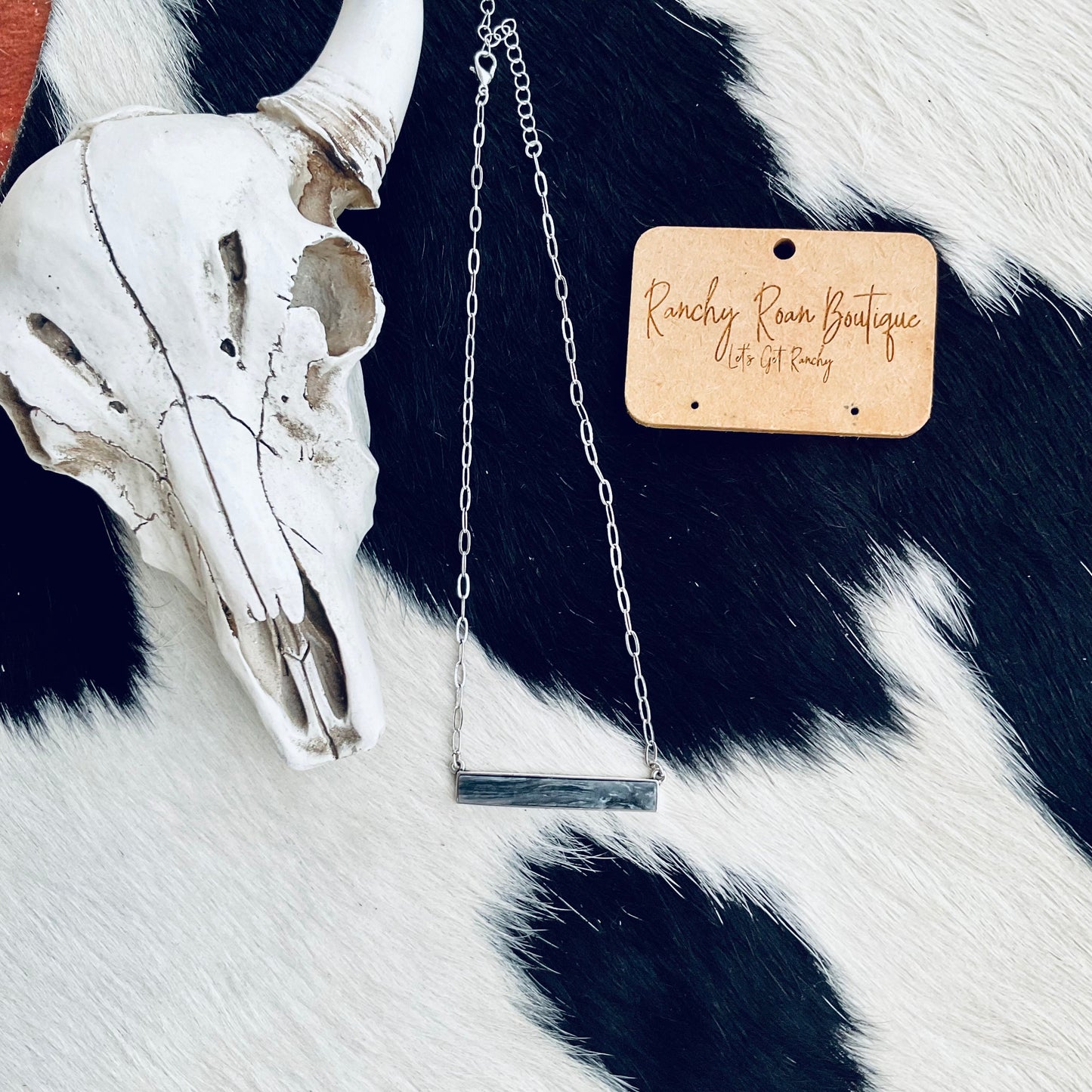 Black Bar Stone Necklace
