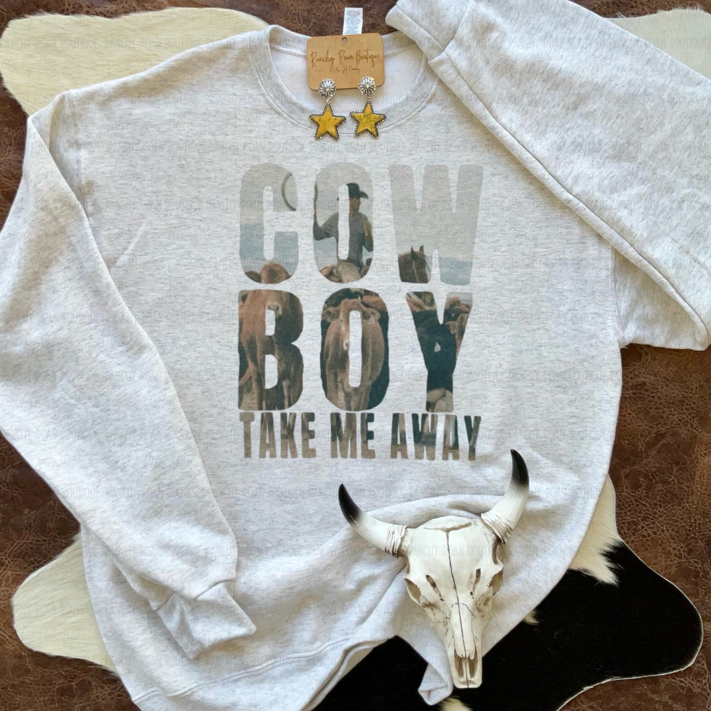 Moody Cowboy Take Me Away Western Sweatshirt