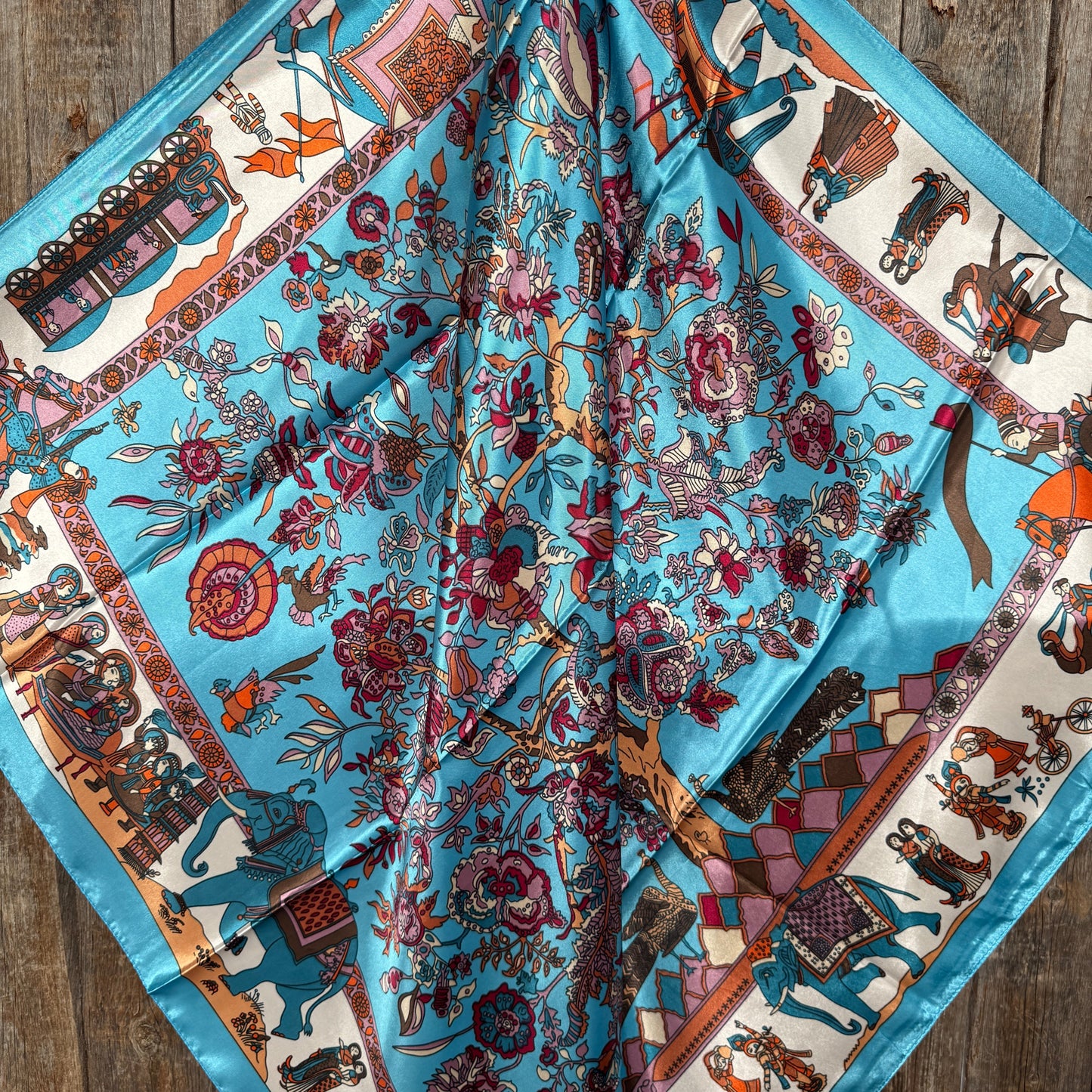 35X35" Aqua Floral Wild Rag / Scarf WR911