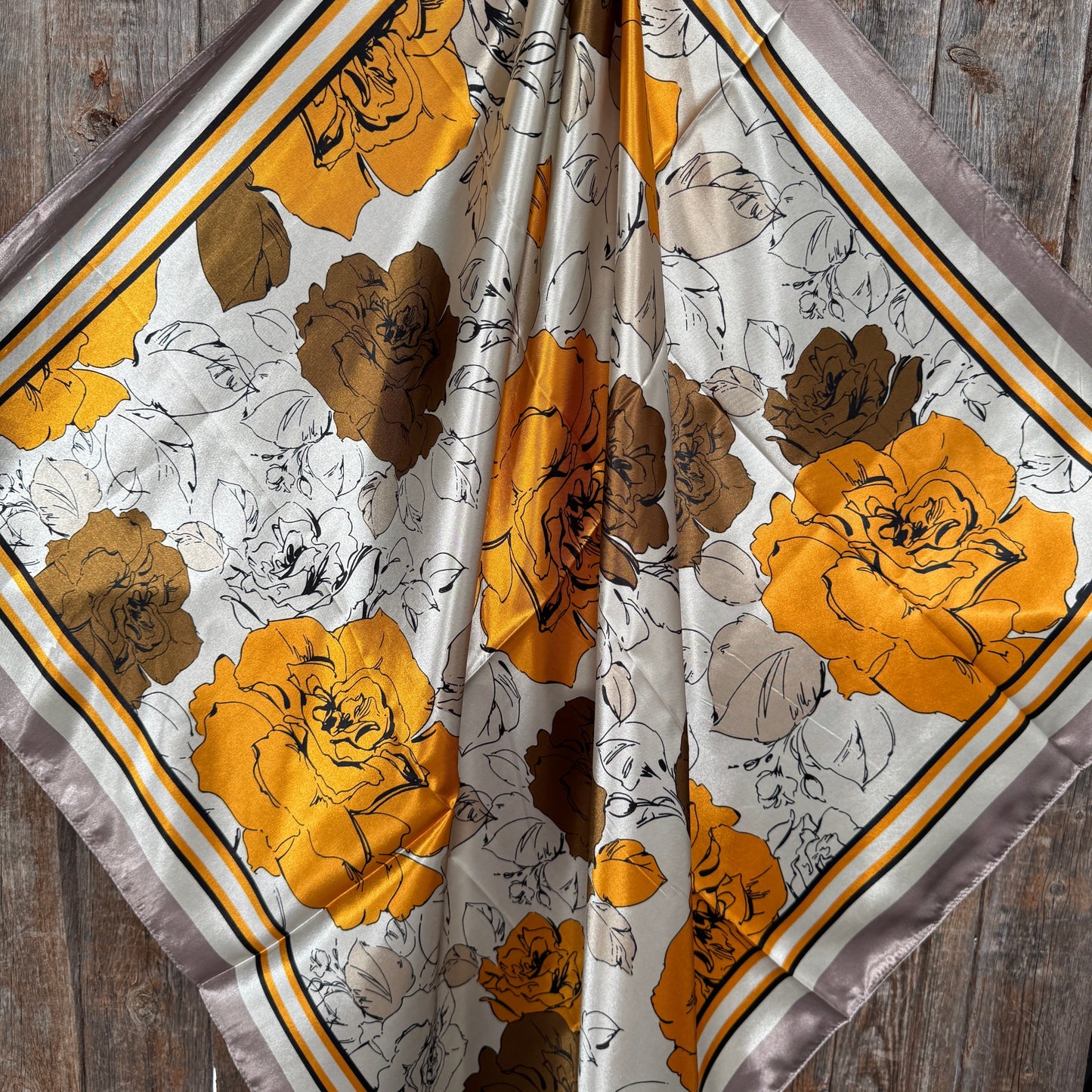 35X35" Yellow and Brown Roses Wild Rag / Scarf WR3395