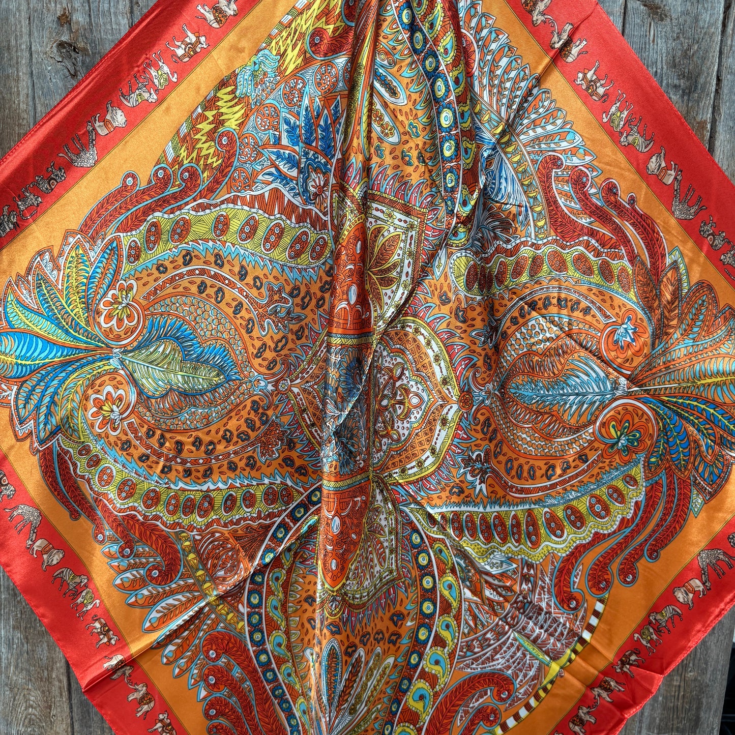 35X35" Red and Orange Safari Wild Rag / Scarf WR3423