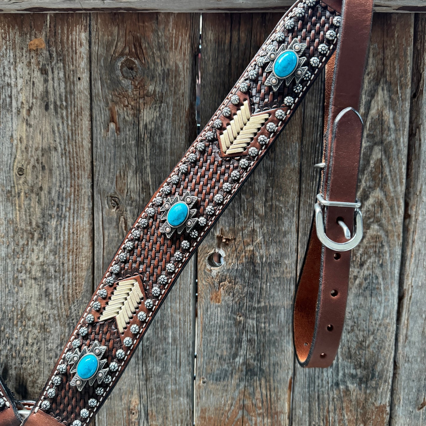 Rawhide South West One Ear Headstall and Breastcollar Tack Set #OEBC409