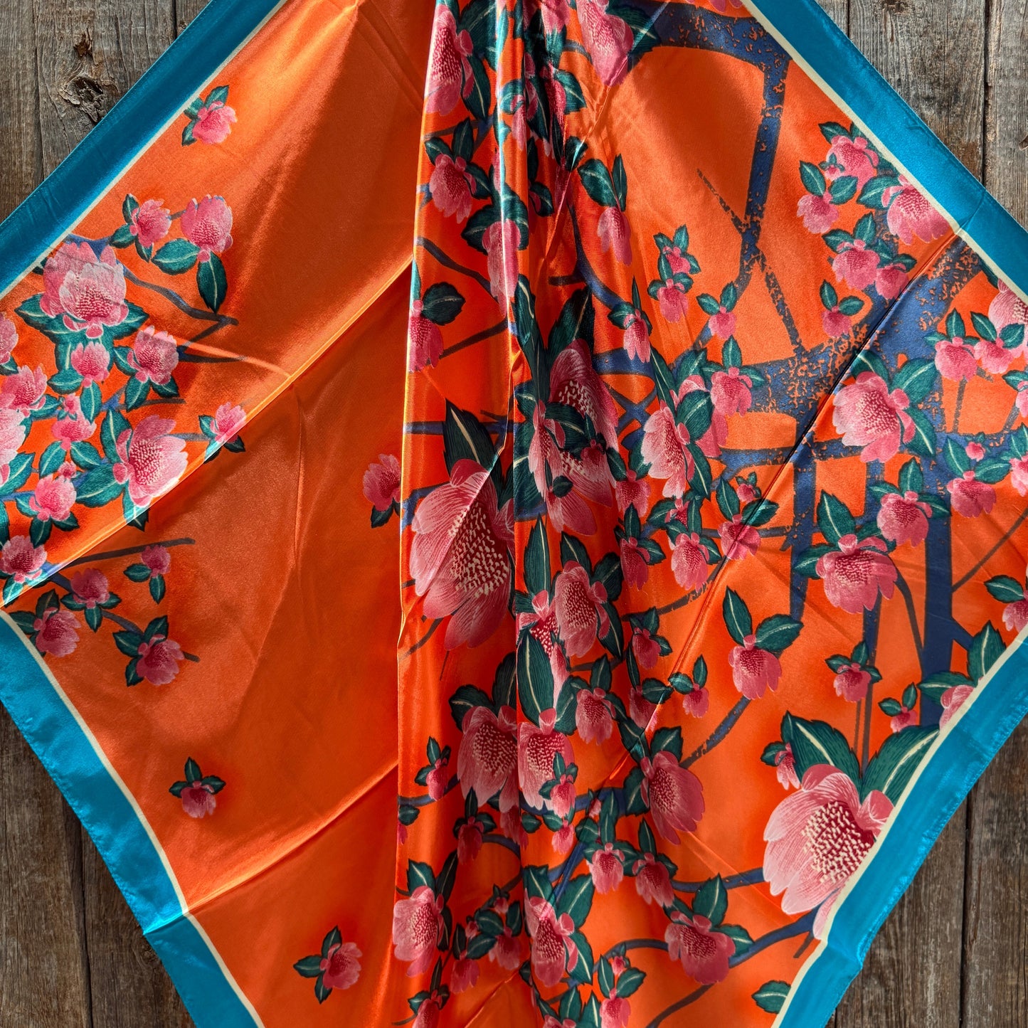 35X35" Orange and Pink Floral Wild Rag / Scarf WR3443