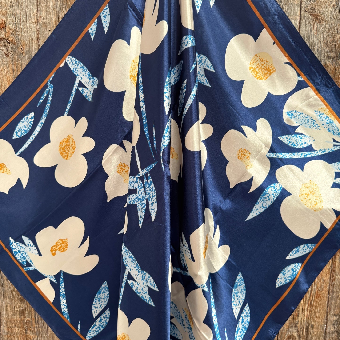 35X35" Cream and Blue Wild Rag / Scarf WR3429