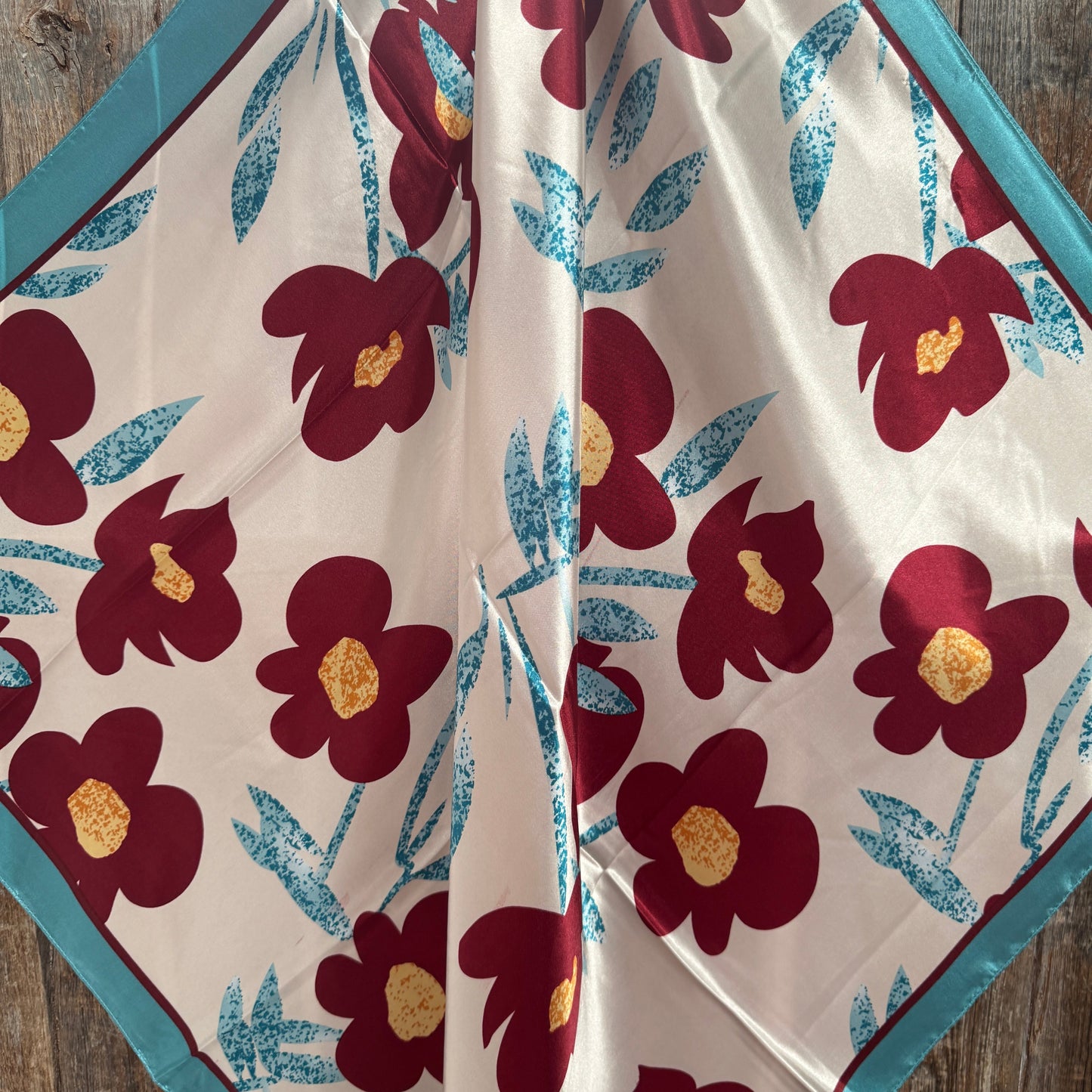 35X35" Burgundy and Cream Wild Rag / Scarf WR3428