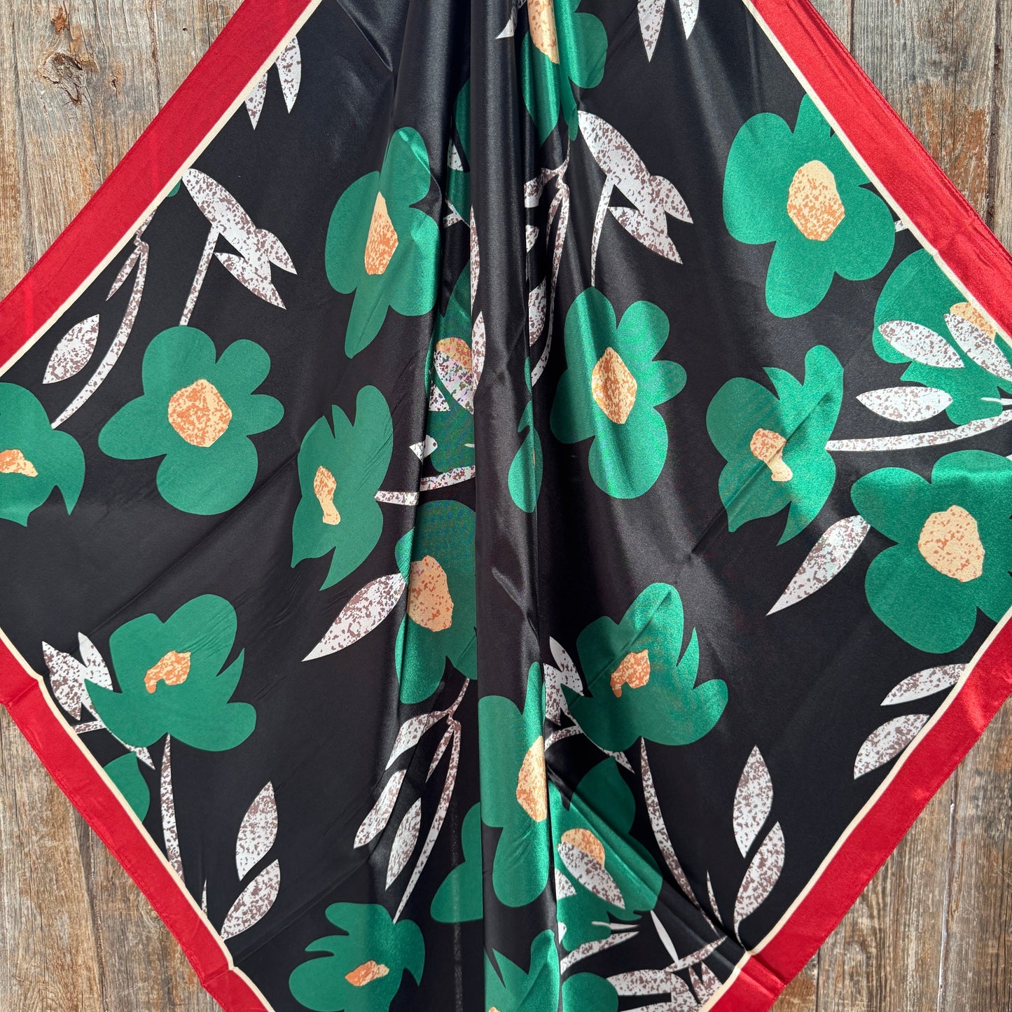 35X35" Green and Navy Floral Wild Rag / Scarf WR3427