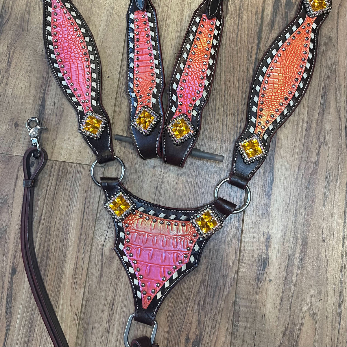 Western Tack Set - Pink & Orange, Gladiator (BHT001)