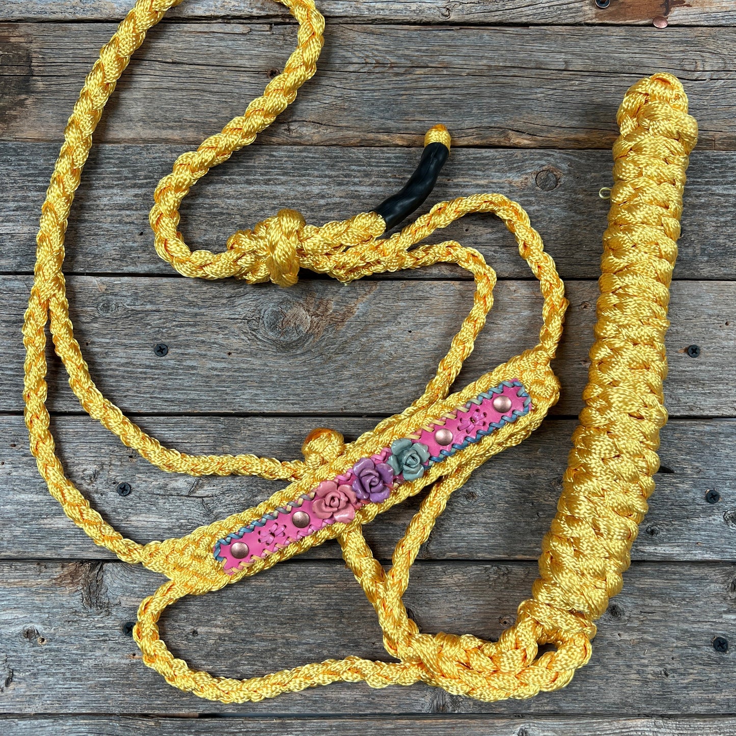Yellow Mule Tape Rose Halter