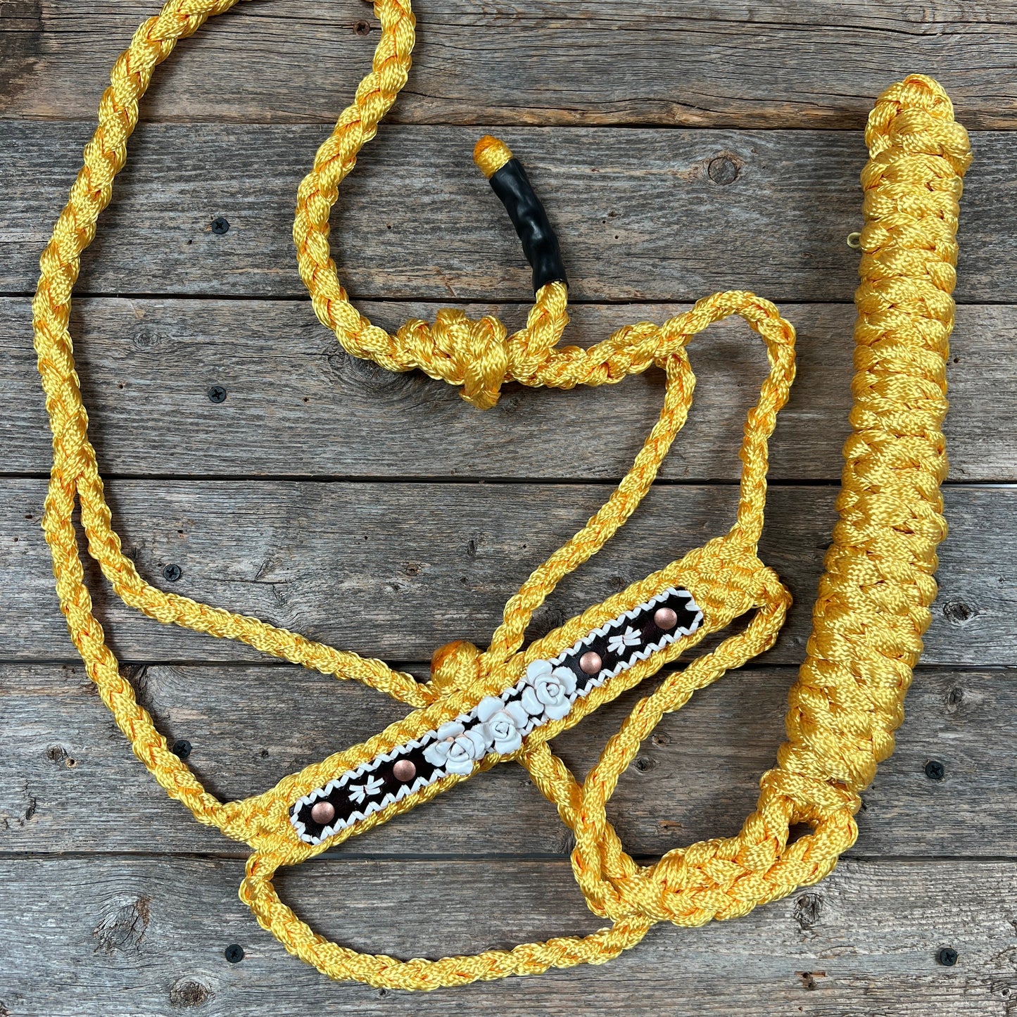 Yellow Mule Tape Rose Halter