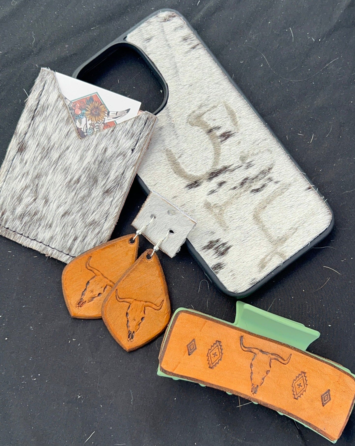 Leather Longhorn Earrings