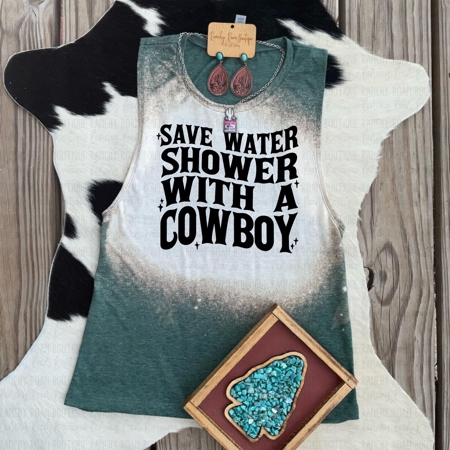 Save Water Shower with a Cowboy Western Festival Muscle Tank
