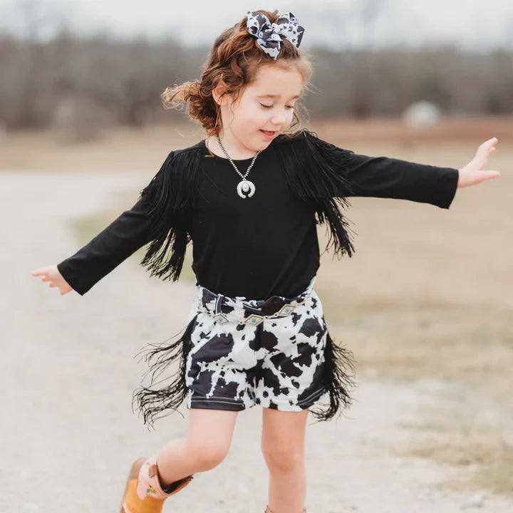 Shea Baby Black Fringe Top