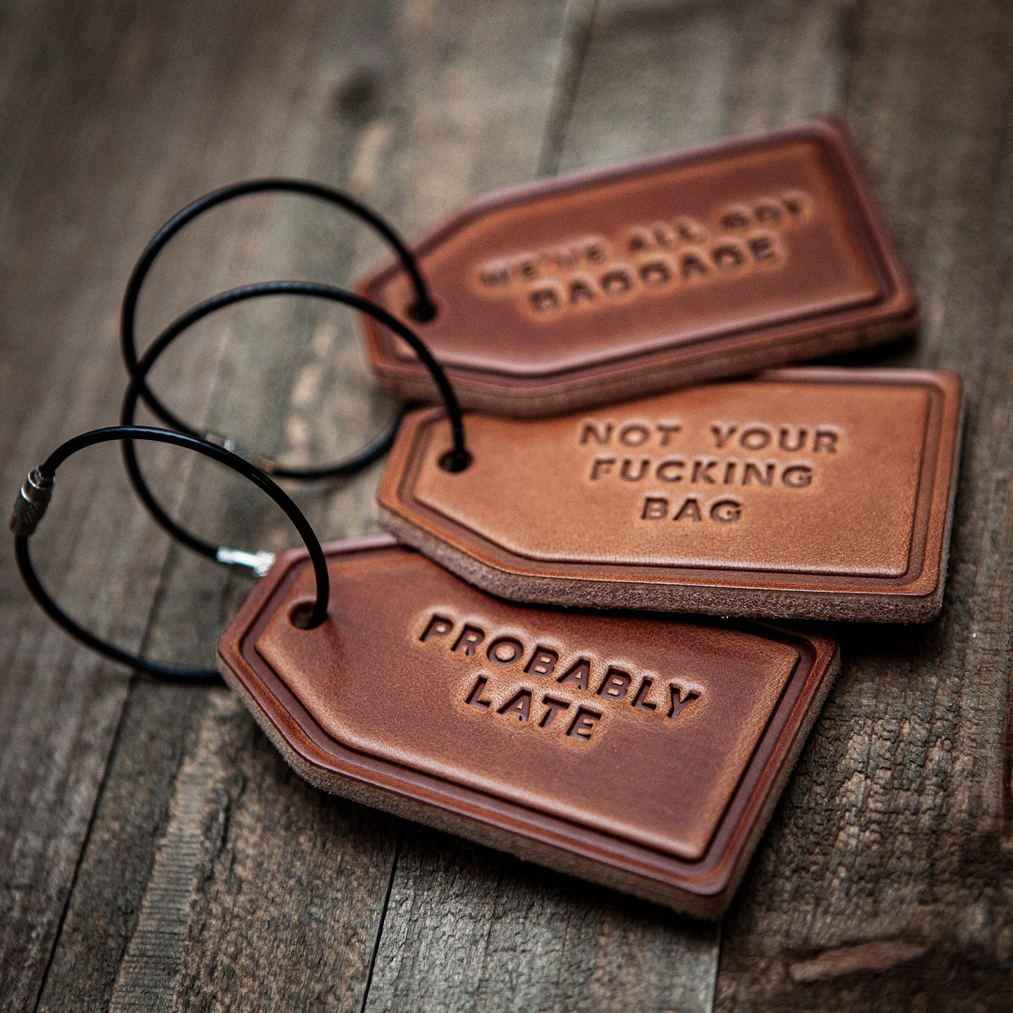 Airplane Silhouette Leather Luggage Tag